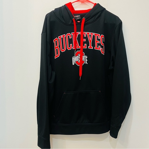 Ohio State Buckeyes Mens Long Sleeve Hoodie Sz Large black red - Picture 1 of 6